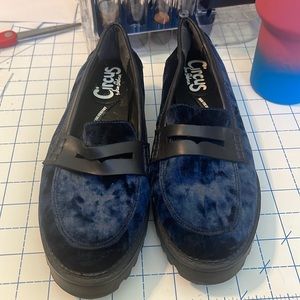 Circus Navy Velvet Slip on Loafers